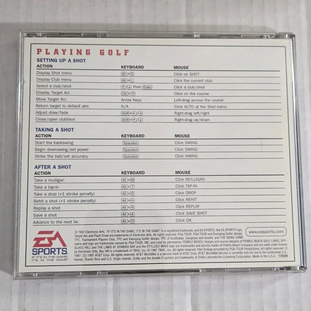 PGA Tour Pro PC Game 1997 Windows 95 EA Sports Vintage Golf Big Box Style (CIB)